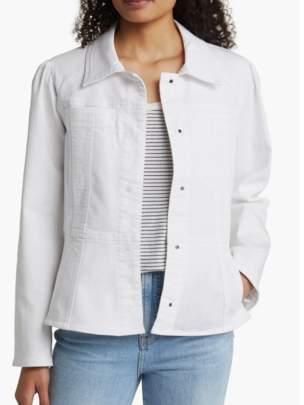Wit & Wisdom Optic White Button-Front Jean Jacket